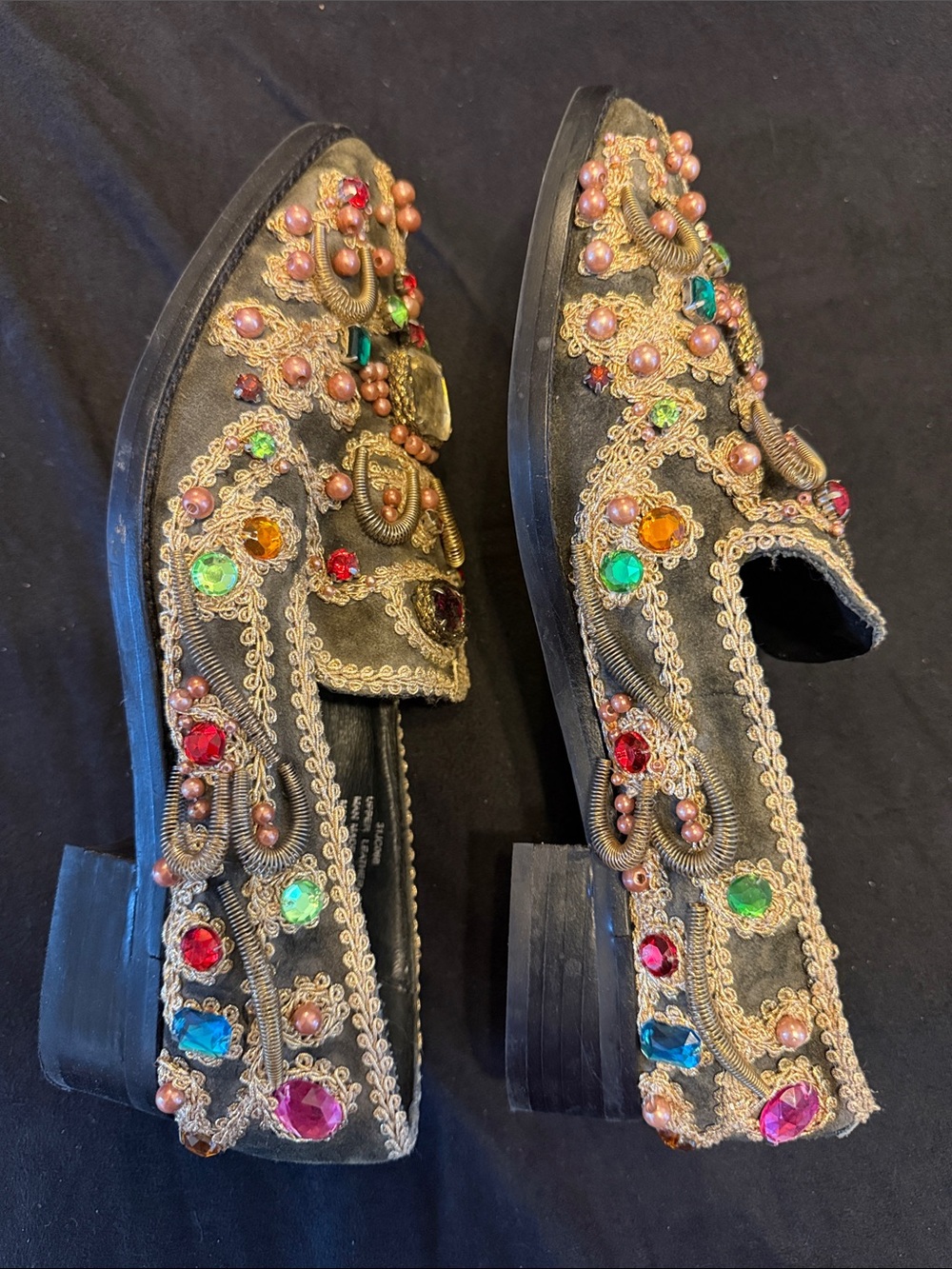 Jeffrey Campbell FREE PEOPLE HORATIO MULTI GOLD VELVET LOAFERS READ DESCRIPTION - Picture 8 of 9